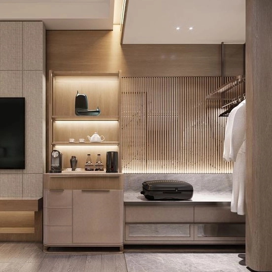 Пользовательский деревянный гардероб для спальни отель Suite Furniture