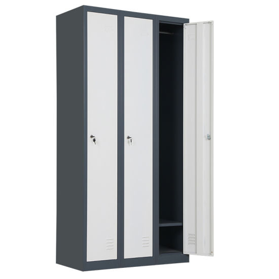 Современная сталь-3-дверная кладовая-хранение-Staff-Locker1